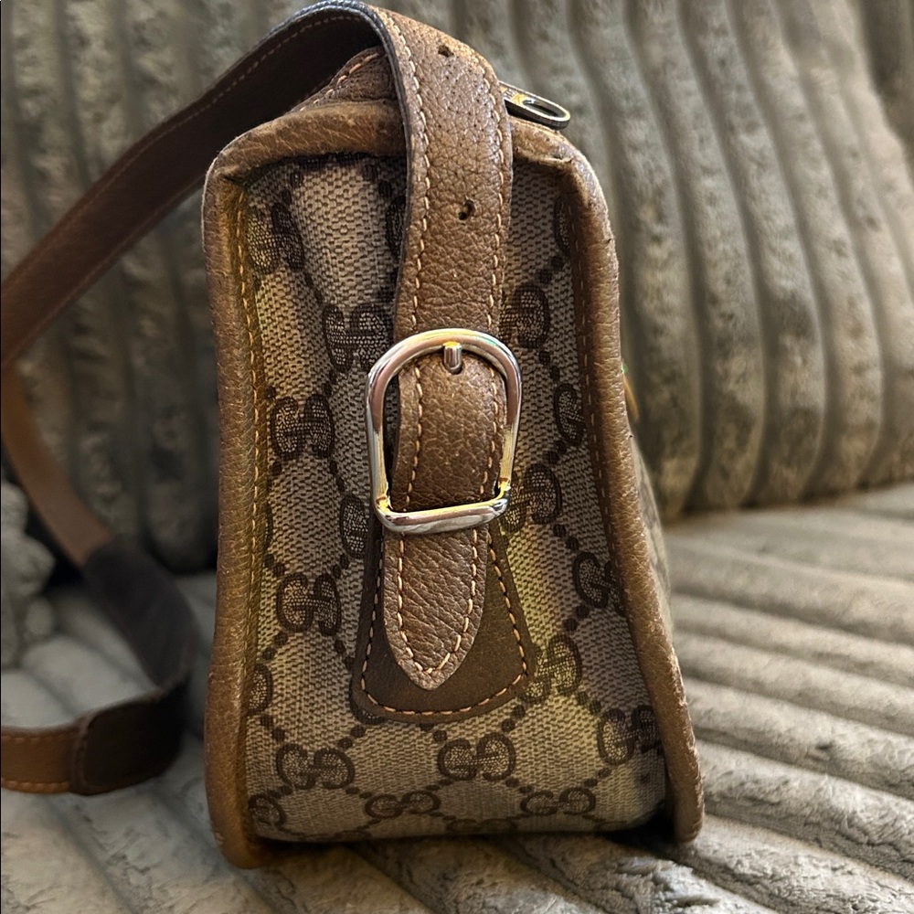 Gucci Vintage GG Supreme Monogram Shoulder Bag Coated Canvas Half Moon Purse - Picture 6 of 16